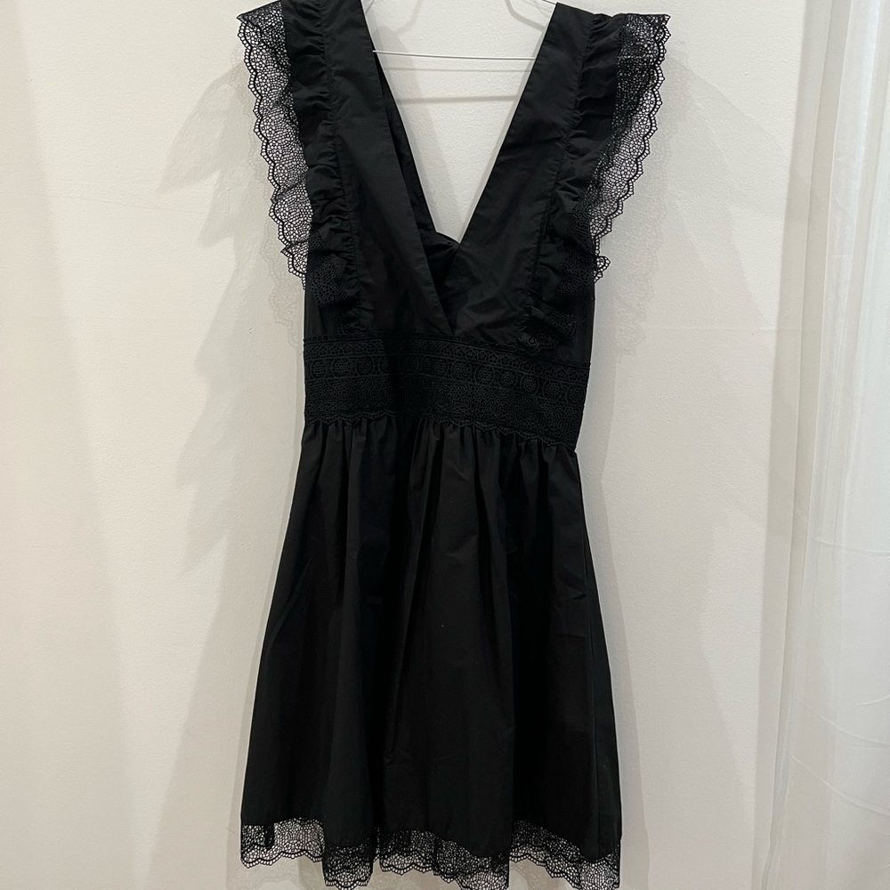 Anthropologie Black Ruched Midi Sundress